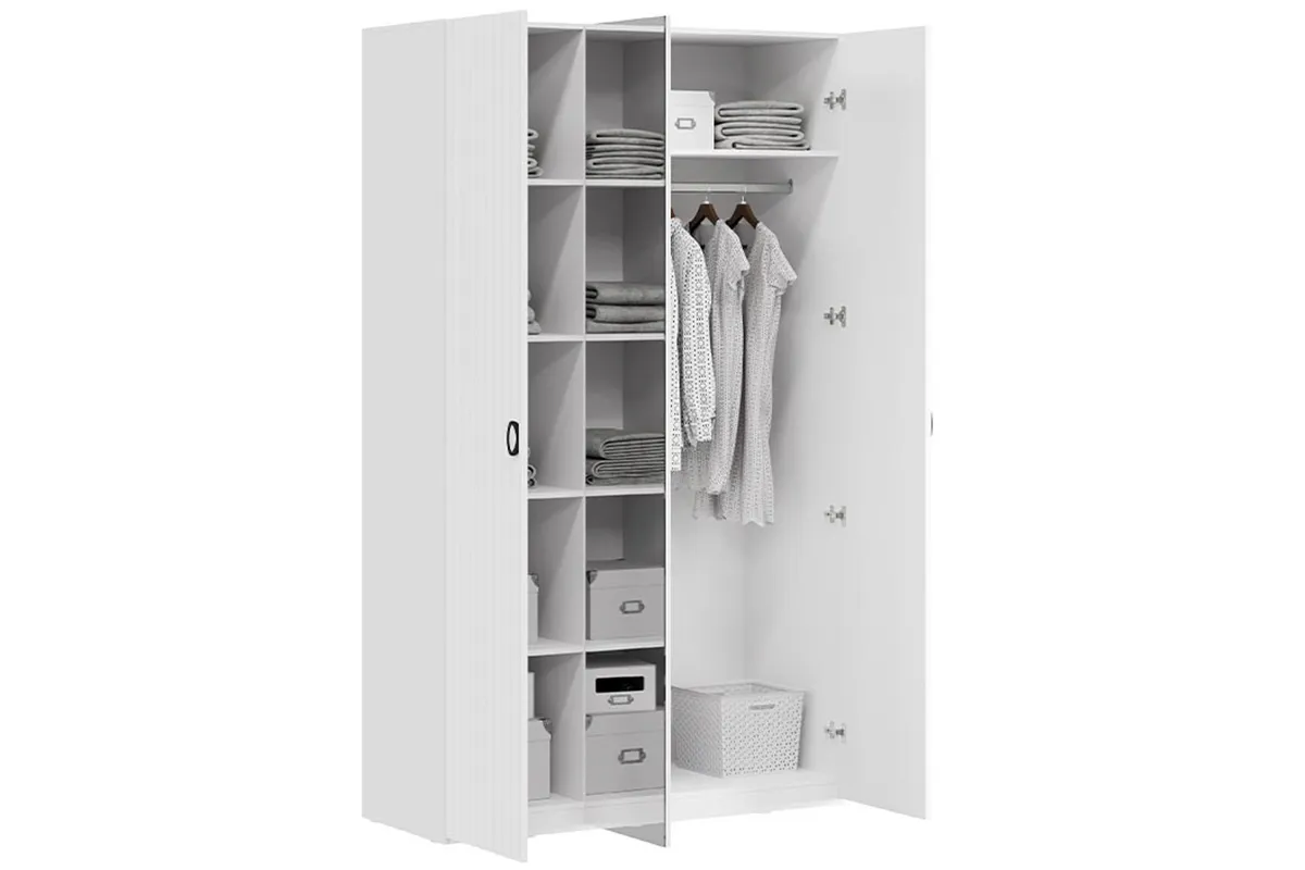 Шкаф комбинированный Тиффани (Белый Жемчуг/Белый софт) в мебель-центре Озерцо