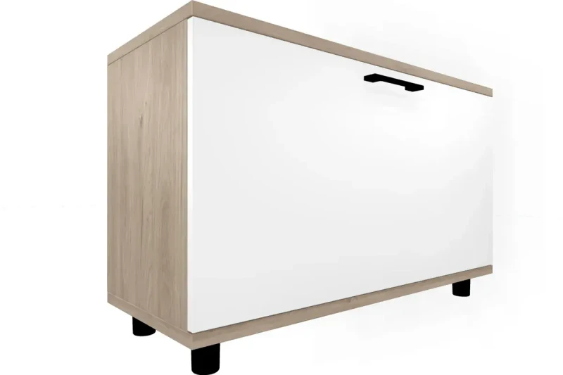 Тумба ТБ-5041-ГС-БГ (Гикори Джексон Светлый/Белый Бриллиант Глянцевый) — Мебель-центр Озерцо