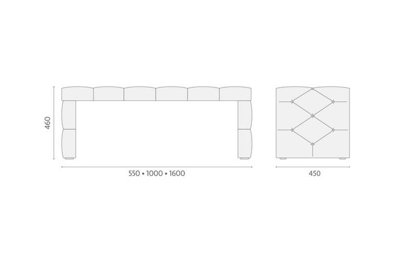 Банкетка Greta 46x100, Тк. Sky Velvet 03 — купить в Озерце