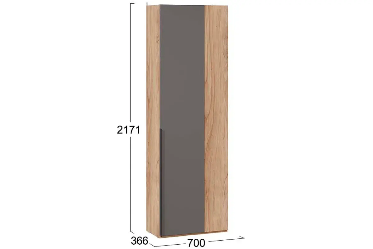 Шкаф угловой с 1 глухой дверью Порто СМ-393.07.231 (366) (Яблоня Беллуно/Графит софт) в мебель-центре Озерцо
