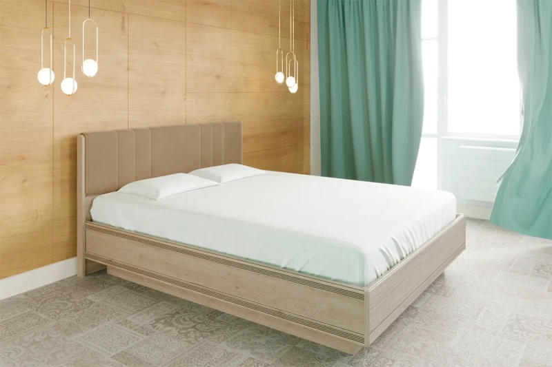 Кровать КР-1014-ГС-В с ПМ 180х200 (Гикори Джексон светлый/Велюр) - купить в Озерце