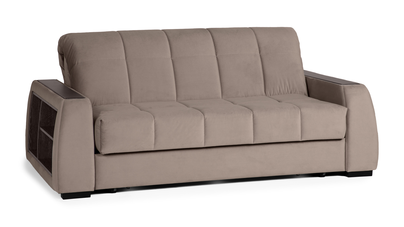 Диван - кровать Domo Pro с полками цвета венге, стежка квадрат, ткань Sky Velvet 17 160x216 — в мебель-центре Озерцо