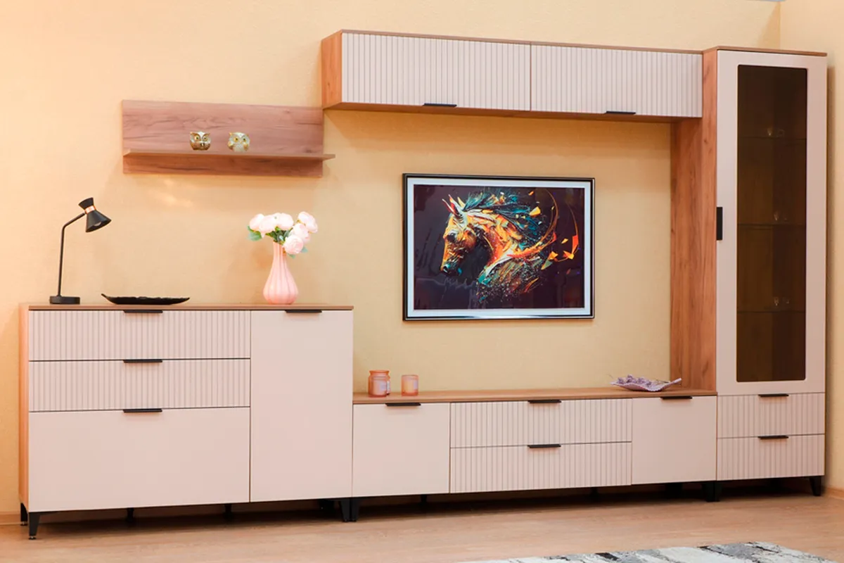 Гостиная Тоскана (Дуб Табачный/Бисквит) — Мебель-центр Озерцо