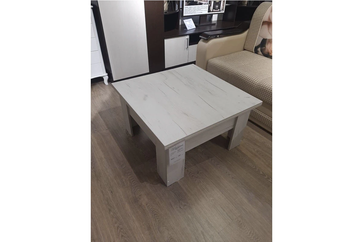 Стол журнальный тип 10 (Дуб Крафт Белый) — Мебель-центр Озерцо