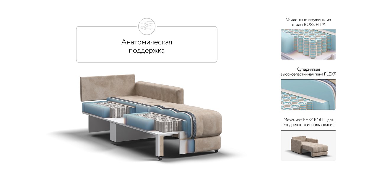 Босс Лофт кресло-кровать Велюр Алькантара пепел — купить в Озерце