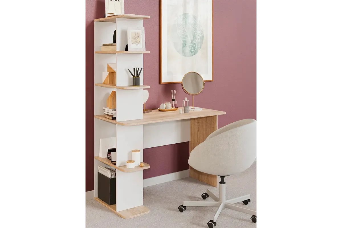 Стол письменный Тип 4 (Дуб Сонома/Белый Ясень) — Мебель-центр Озерцо