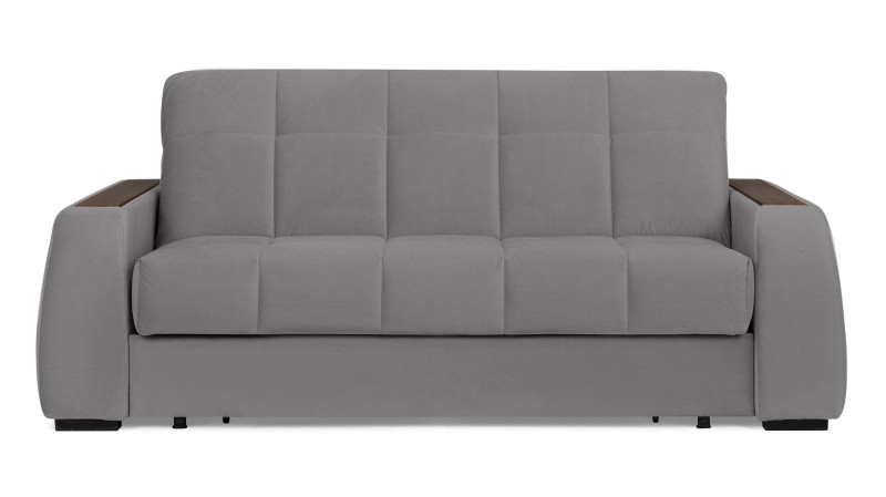 Диван - кровать Domo Pro с накладкой цвета венге, стежка квадрат, ткань Sky Velvet 08 180x216 — в мебель-центре Озерцо