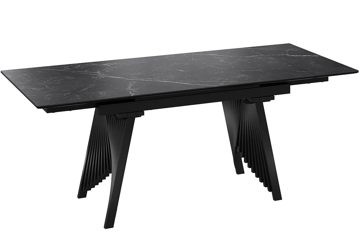 Стол обеденный Шелдон Тип 1 (Черный муар/Керамика матовая черный мрамор) - купить в Озерце