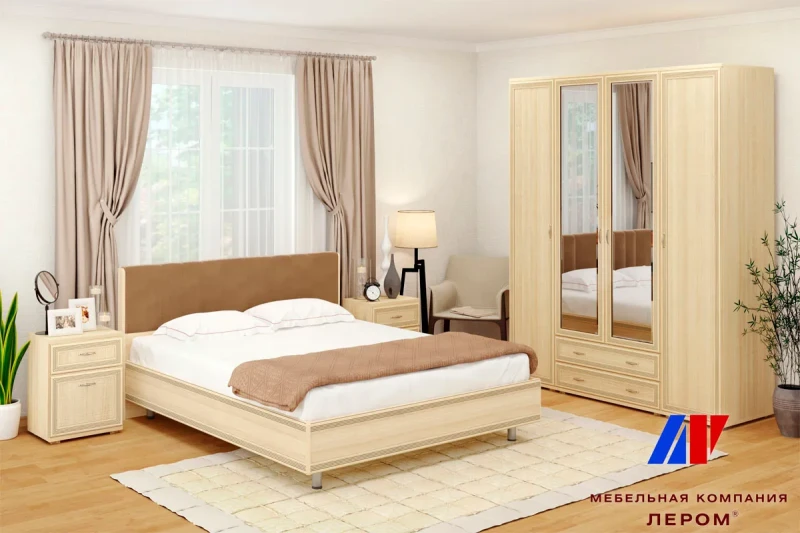 Готовый комплект для спальни СК-1024-АС-В (Ясень Асахи/Велюр) - купить в Озерце