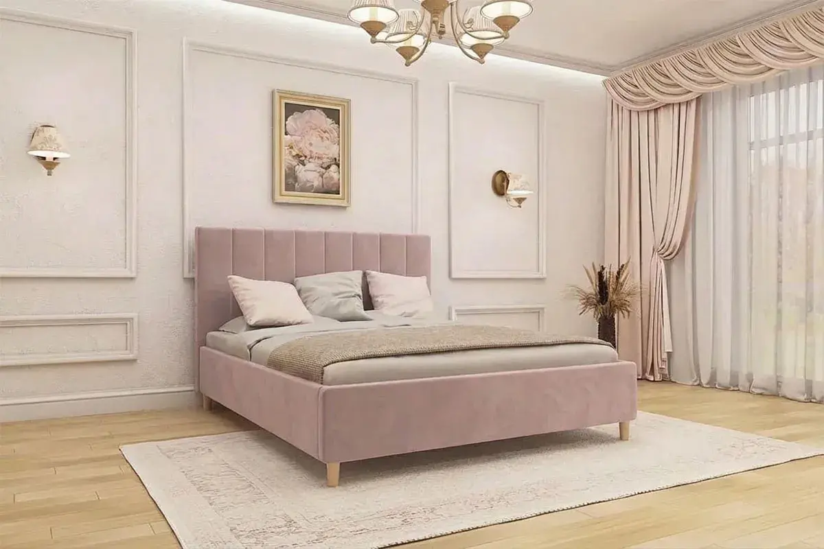 Кровать Венеция с ПМ 160х200 (Velutto/Розовый) - купить в Озерце