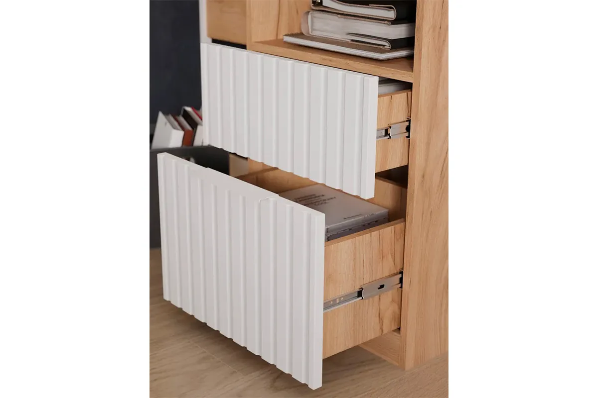 Стол письменный Хилтон Тип 1 (Дуб Крафт Золотой/Белый матовый) — Мебель-центр Озерцо