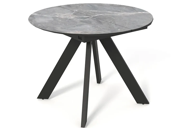 Стол обеденный Бонжур d 1000 (вставка 400/Бабочка) (Керамика FNZ9206050 LARKA GREY/МДФ Черный кварц/Черная) - купить в Озерце