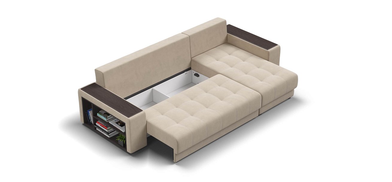 Ванкувер угловой диван Велюр Монолит латте — купить в Озерце
