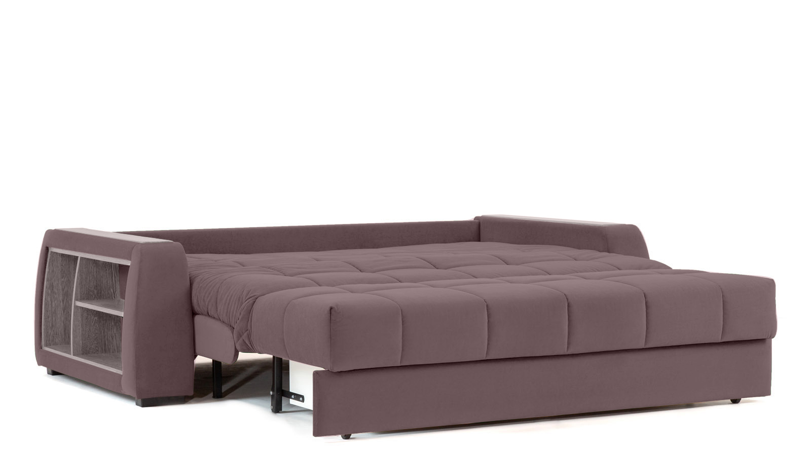 Диван - кровать Domo Pro с полками цвета ясень, стежка квадрат, ткань Casanova Lilac 140x216 — в мебель-центре Озерцо