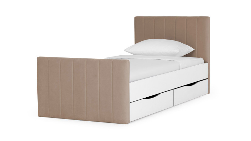 Кровать подростковая Olly, цвет: Белый базовый, Тк. Casanova Stone 90x190 - заказать на Ozerco.com Кровать подростковая Olly, цвет: Белый базовый, Тк. Casanova Stone 90x190 — Мебель-центр Озерцо