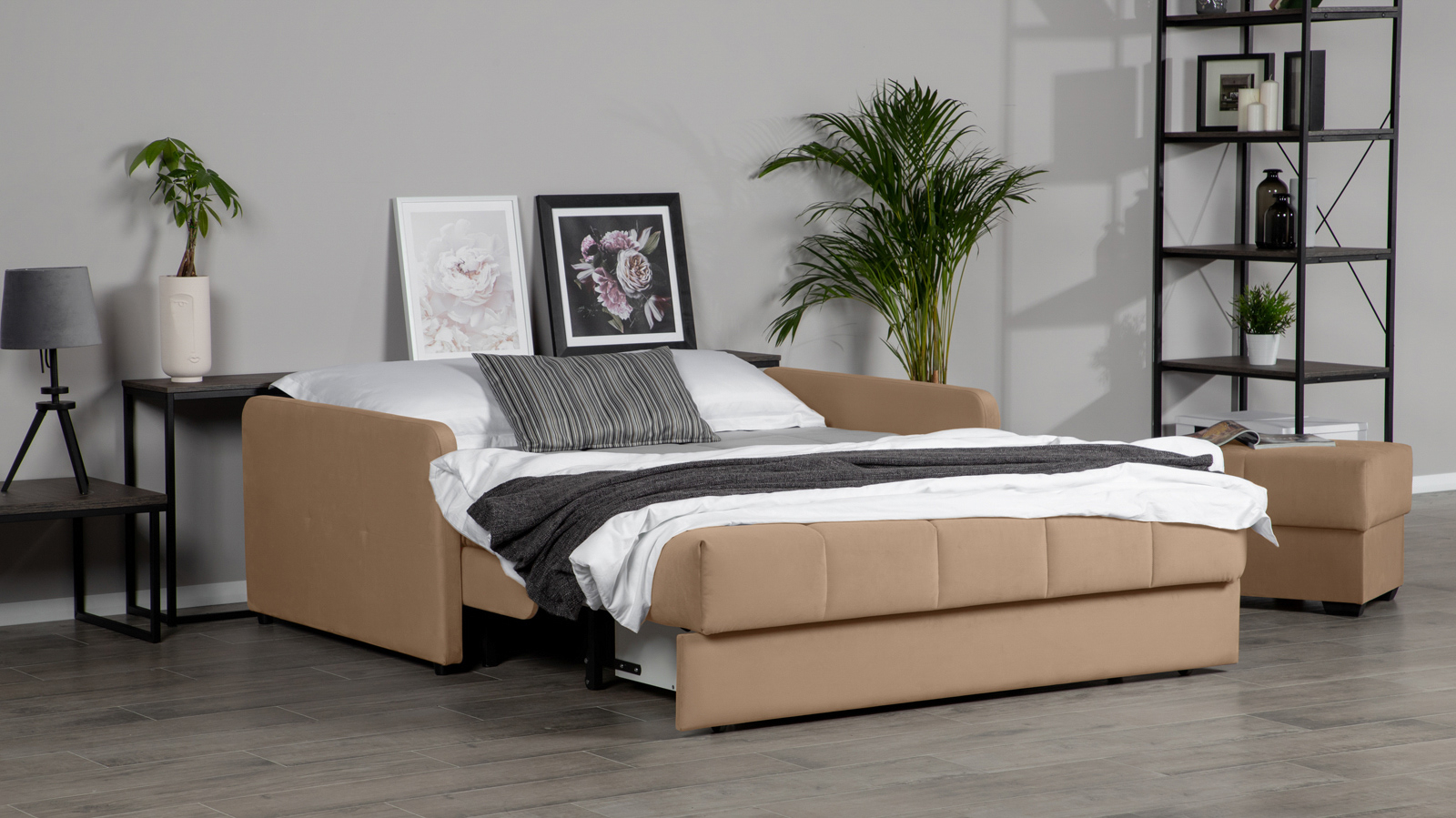 Диван - кровать Domo Pro с узкими подлокотниками, стежка квадрат, ткань Casanova Stone 180x216 — в мебель-центре Озерцо