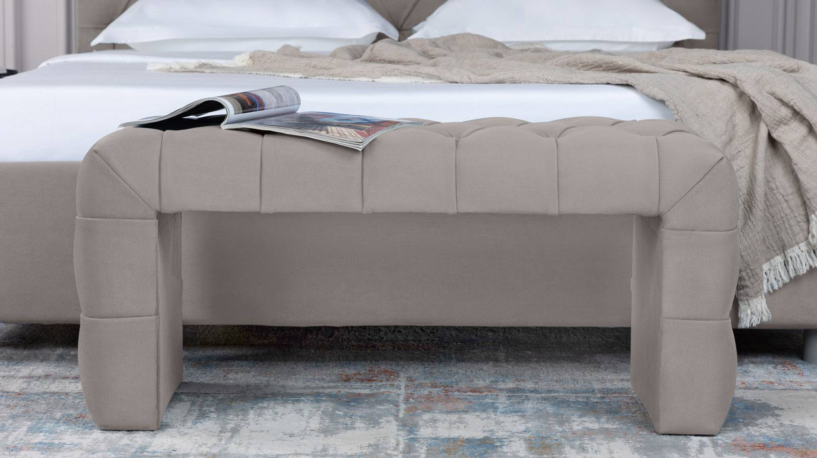 Банкетка Greta, ткань Casanova Grey, 45x160 — купить в Озерце