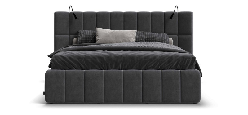 Босс ХО Кровать 180*200 Велюр Монолит серый - купить в Озерце