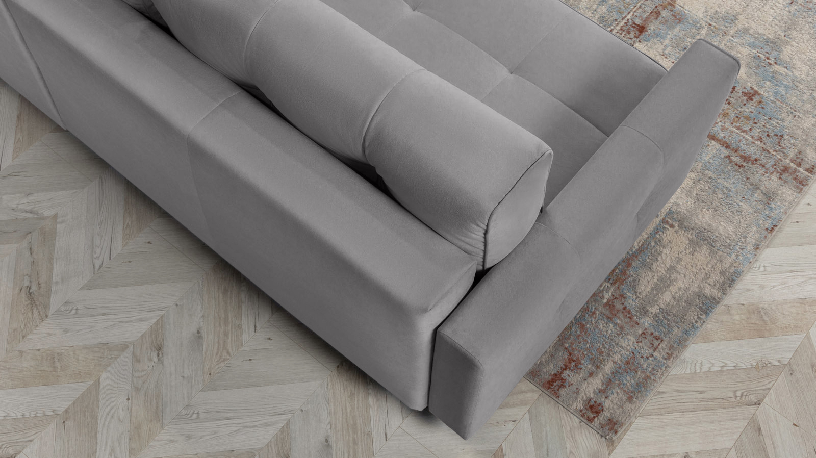 Диван Amani Pro угловой с широкими подлокотниками, ножки: пластик, Тк. Sky Velvet 08 156x237 — купить в Озерце