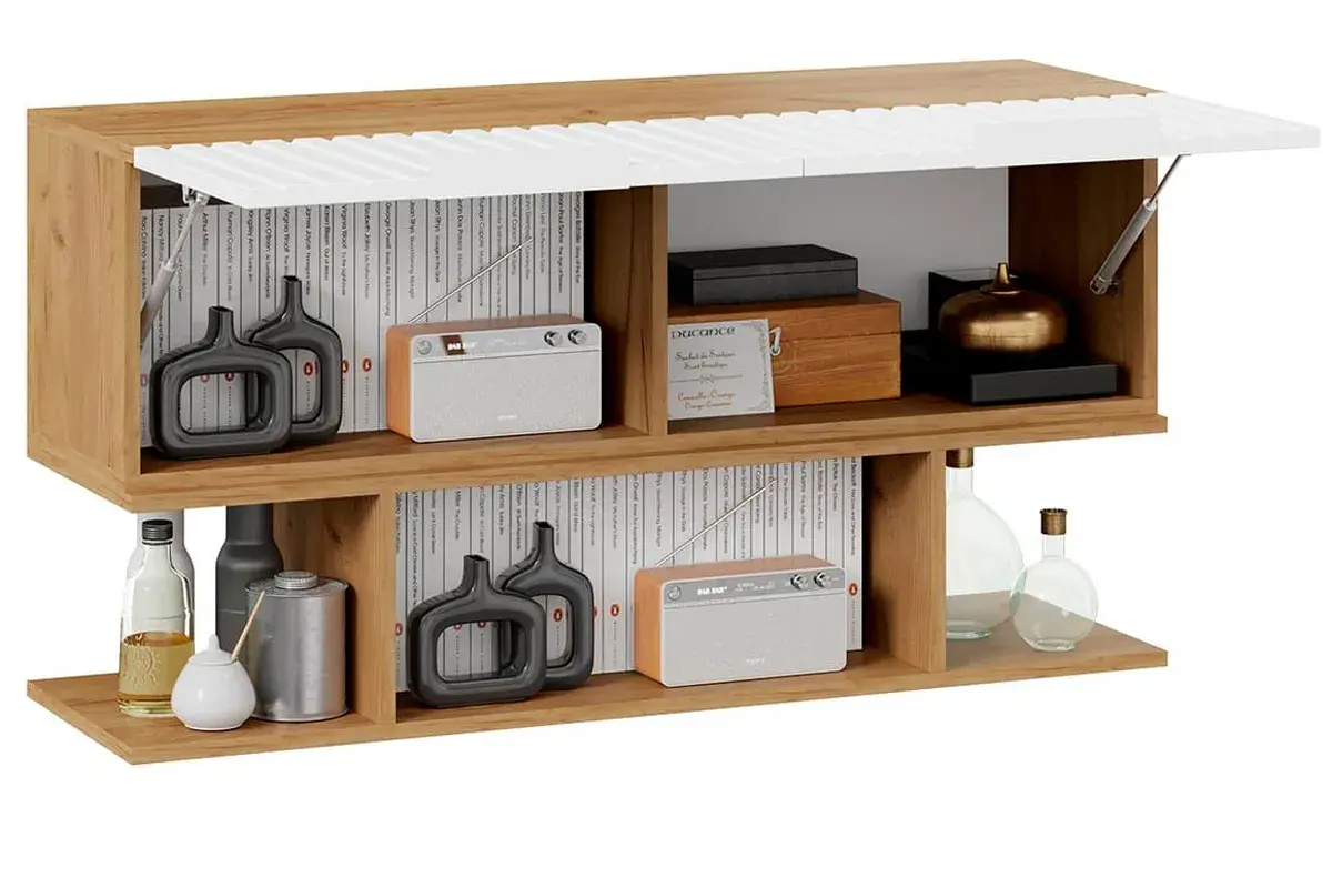 Шкаф настенный с полкой Хилтон 1100 (Дуб Крафт золотой/Белый матовый) в мебель-центре Озерцо