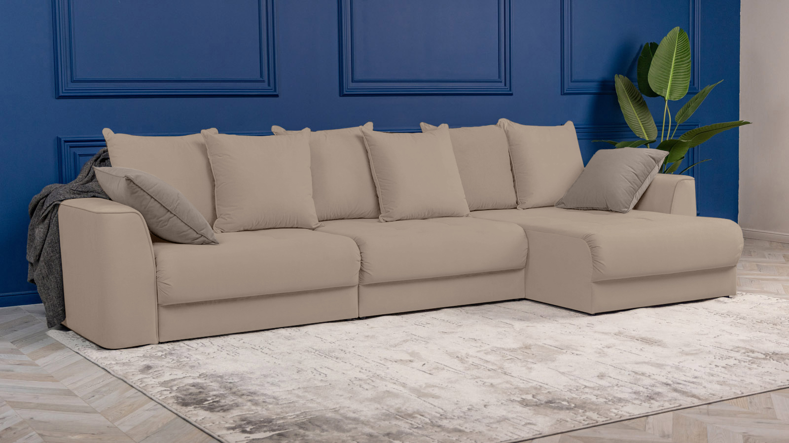 Диван угловой Monako New, Тк. Sky Velvet 03 156x356 — купить в Озерце