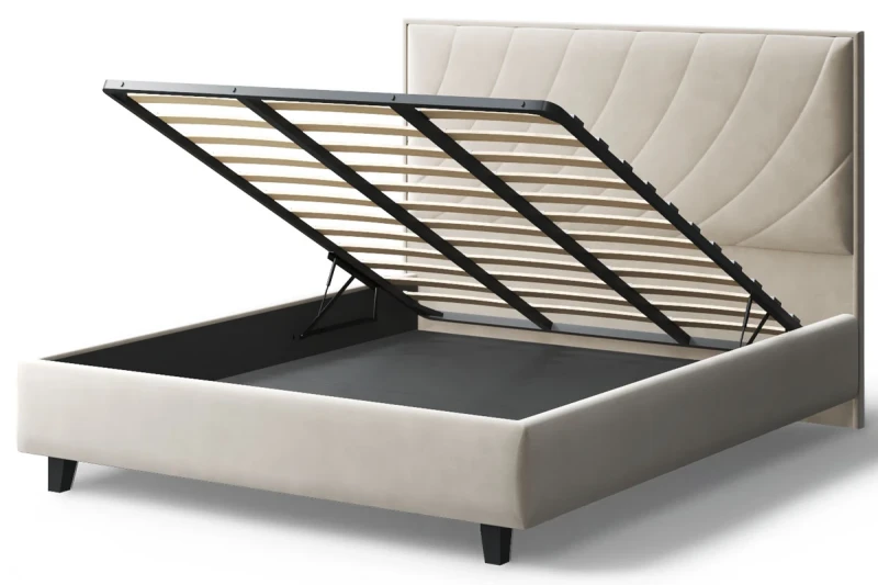 Кровать на опоре София с ПМ и бельев. ящ 140х200 (Бренди лайт 03/Беж) - купить в Озерце