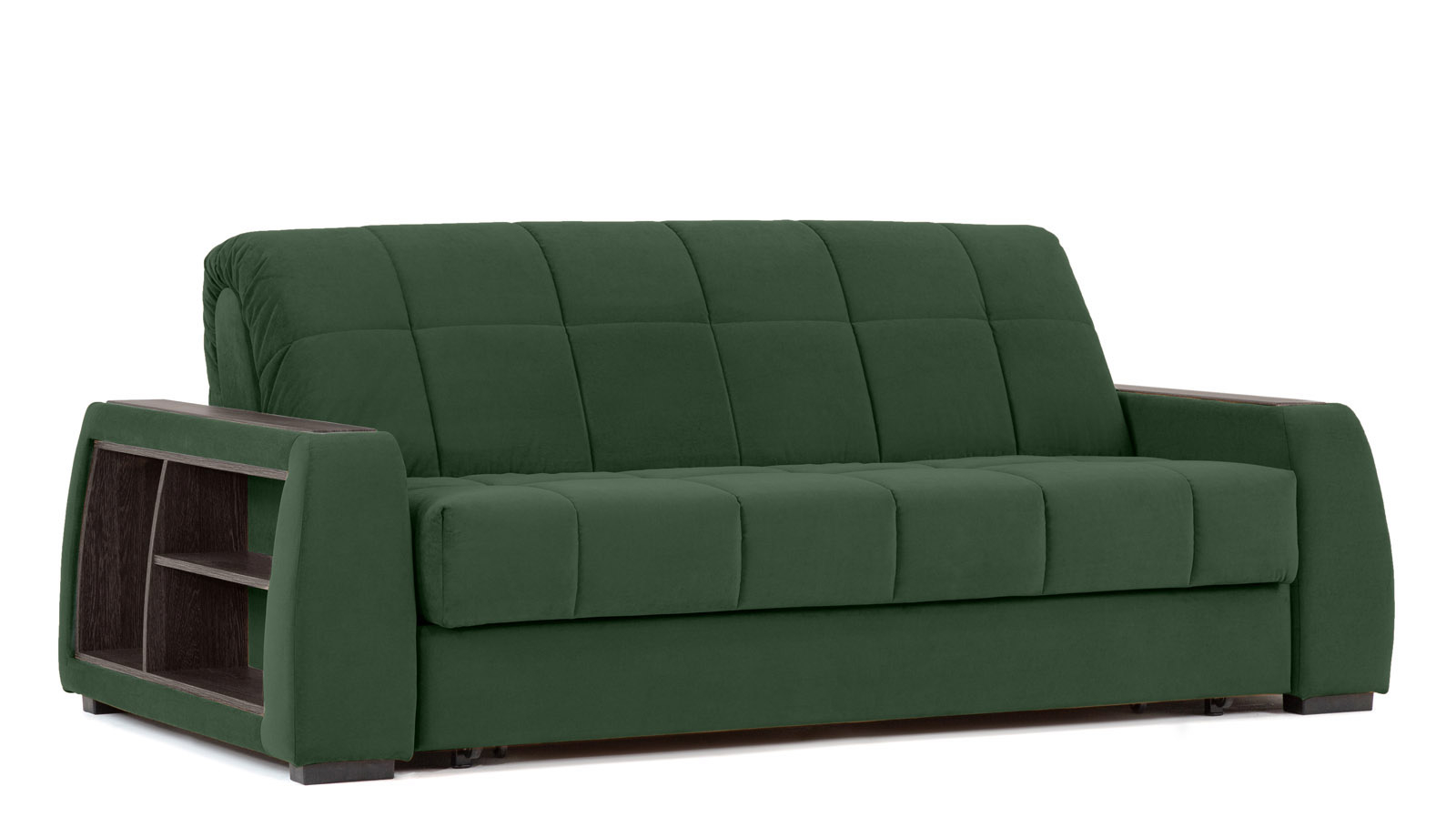 Диван - кровать Domo Pro с полками цвета венге, стежка квадрат, ткань Casanova Grass 180x216 — в мебель-центре Озерцо