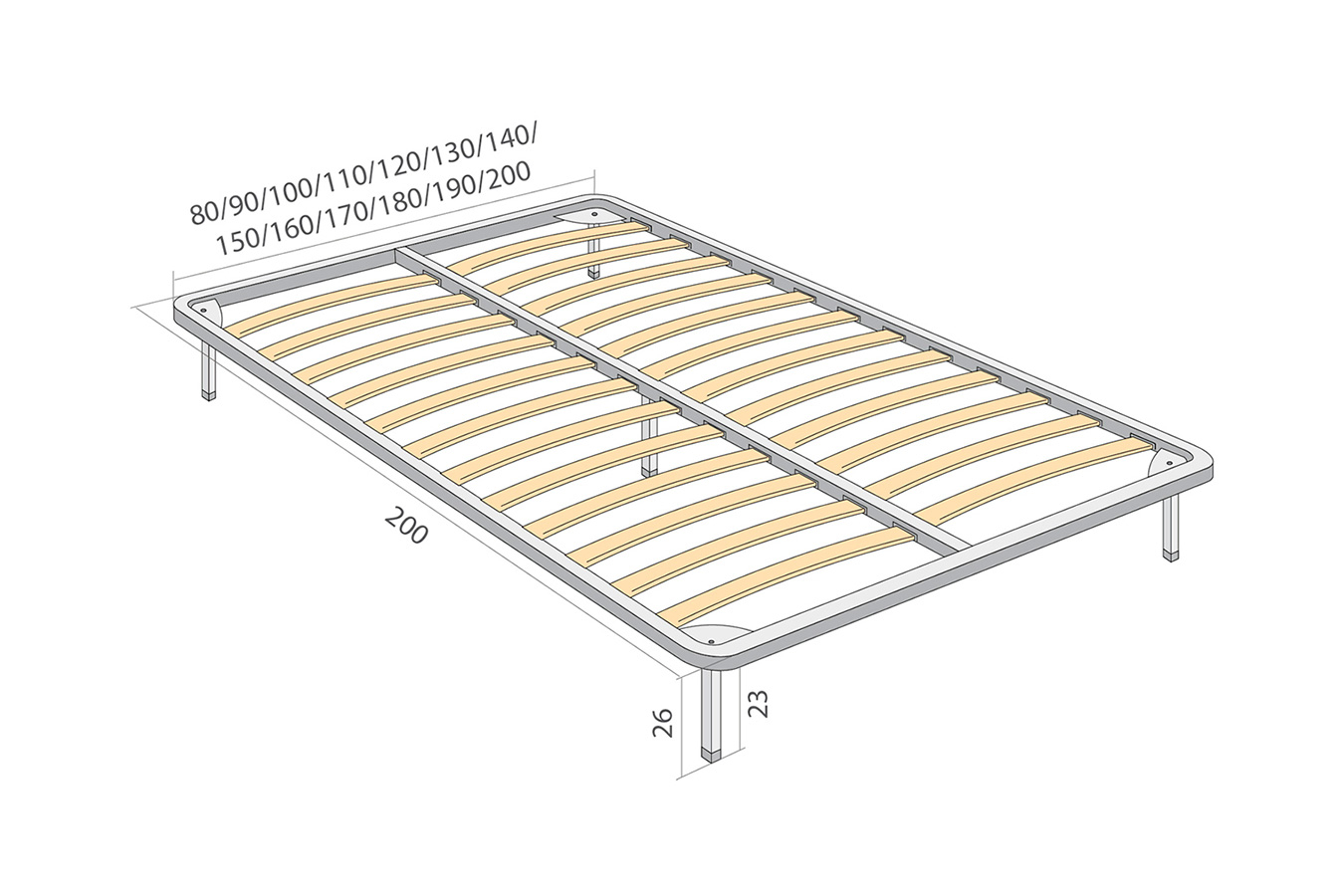 Основание с ламелями 180x200 - купить в Озерце