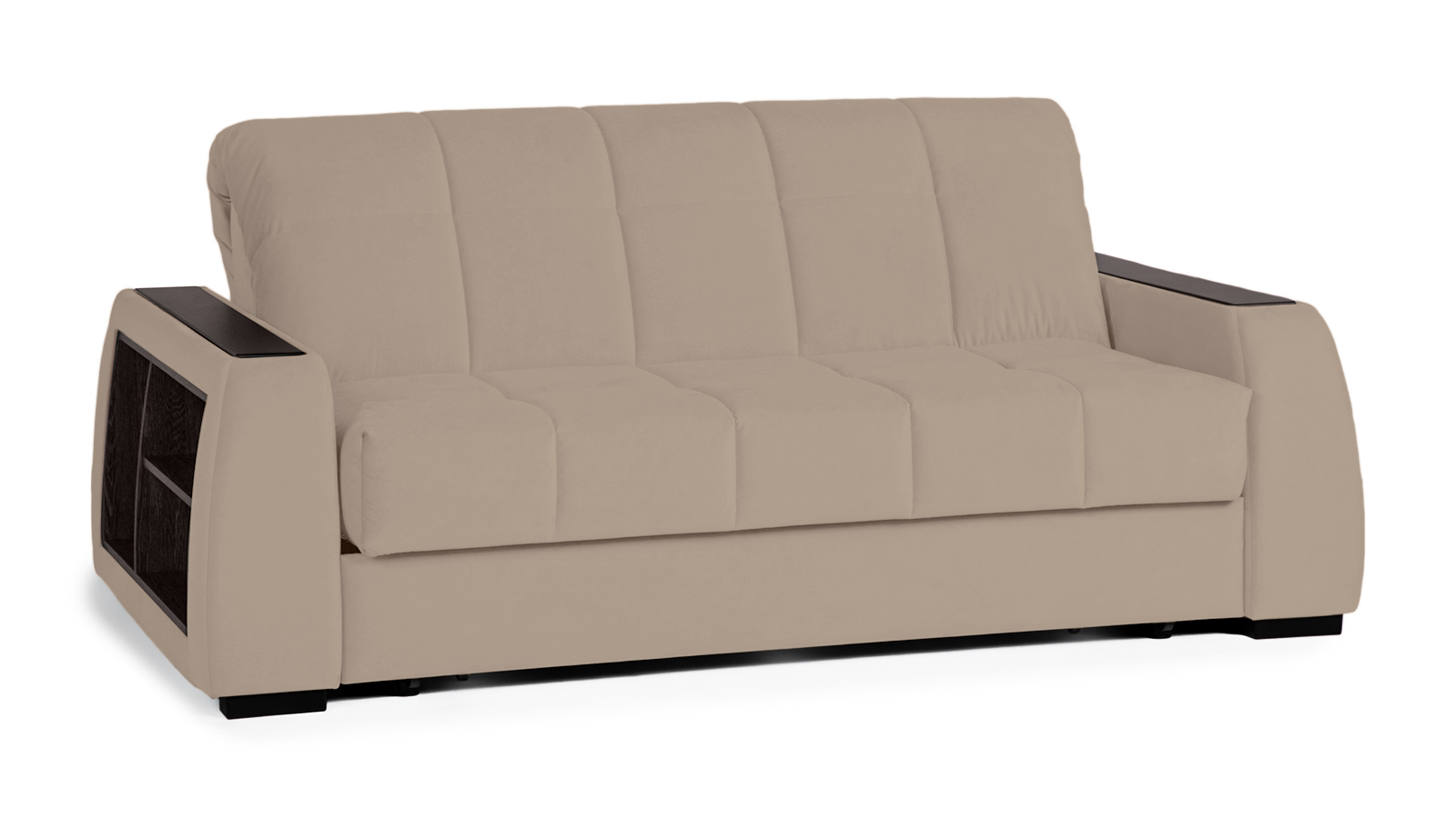 Диван - кровать Domo Pro с полками цвета венге, стежка квадрат, ткань Sky Velvet 03 180x216 — в мебель-центре Озерцо