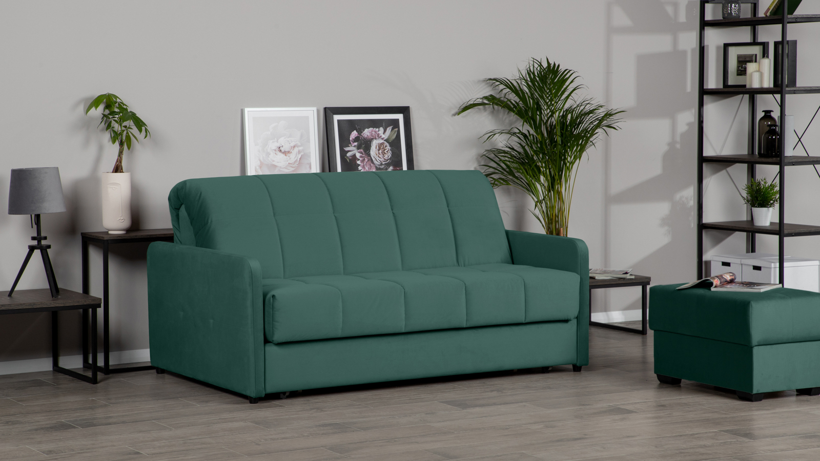 Диван - кровать Domo Pro с узкими подлокотниками, стежка квадрат, ткань Casanova Seawave 180x216 — купить в Озерце