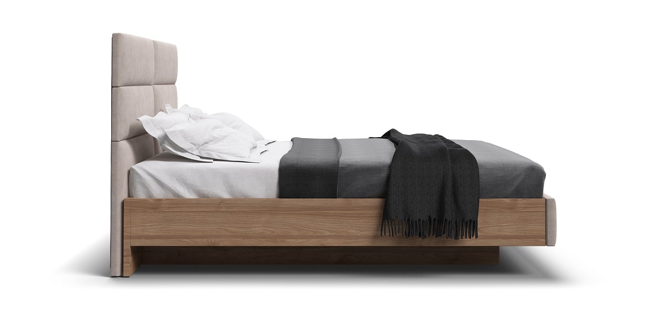 Босс Лофт Кровать+ПМ 160*200 Орех селект, Велюр Монолит латте - купить в Озерце