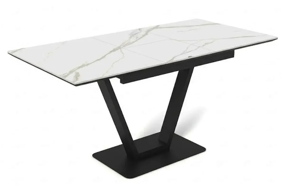 Стол обеденный Луи (Керамика YB9020023B Белый мрамор / МДФ Черный кварц / Металл Черный) - купить в Озерце