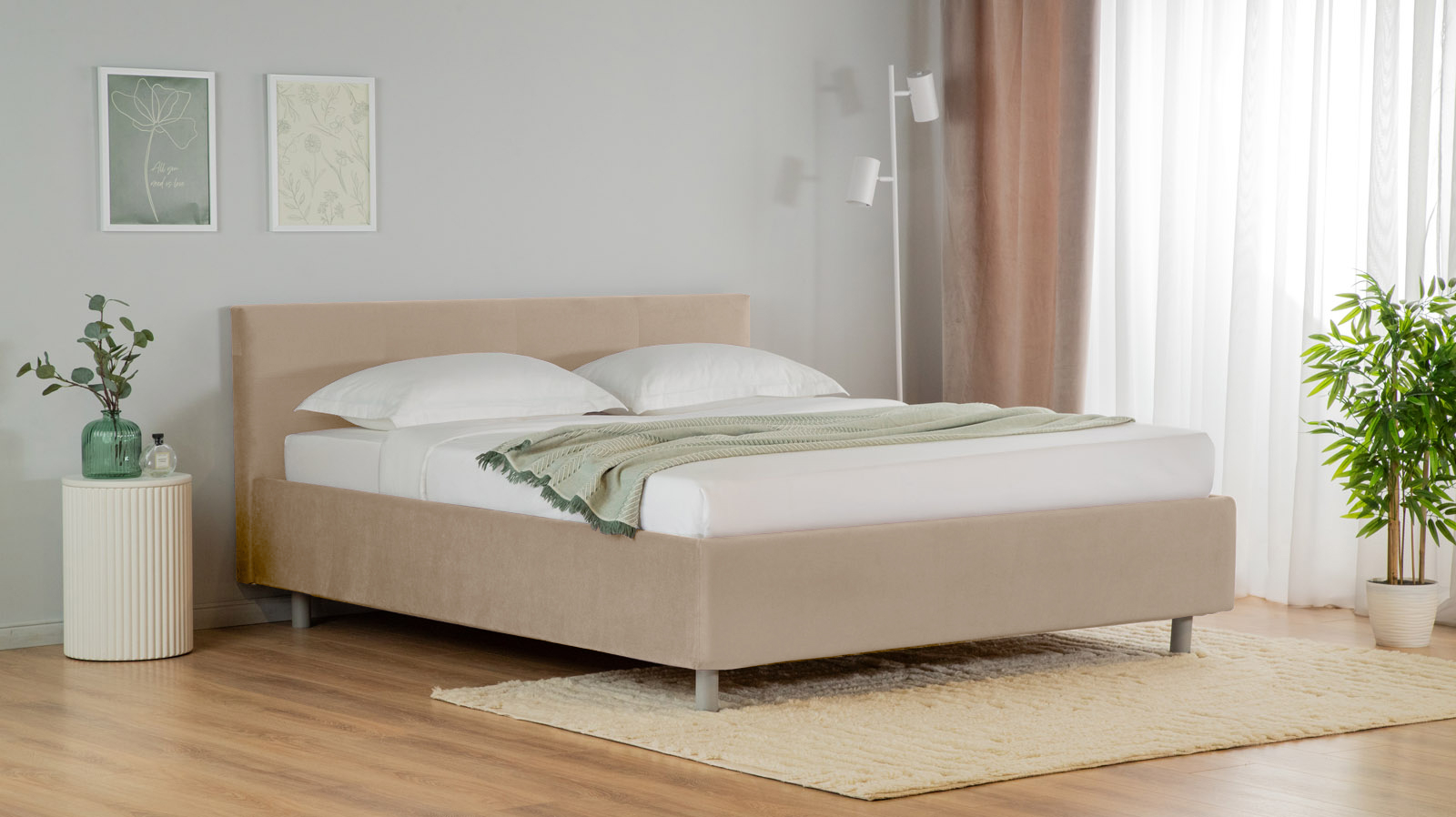 Кровать Vanessa Nova, ткань Casanova Milk, 160x200 - купить в Озерце