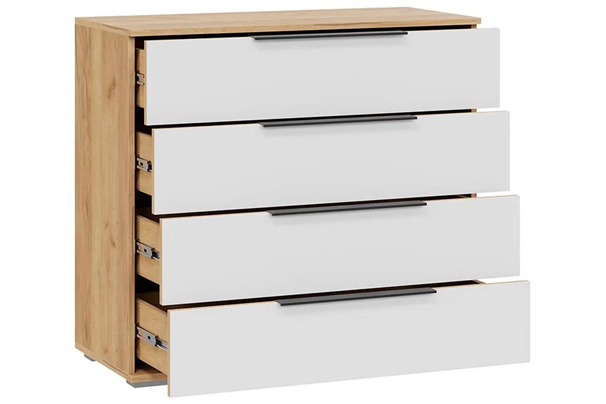 Комод Джоли (Дуб Крафт Золотой/Белый матовый) — Мебель-центр Озерцо