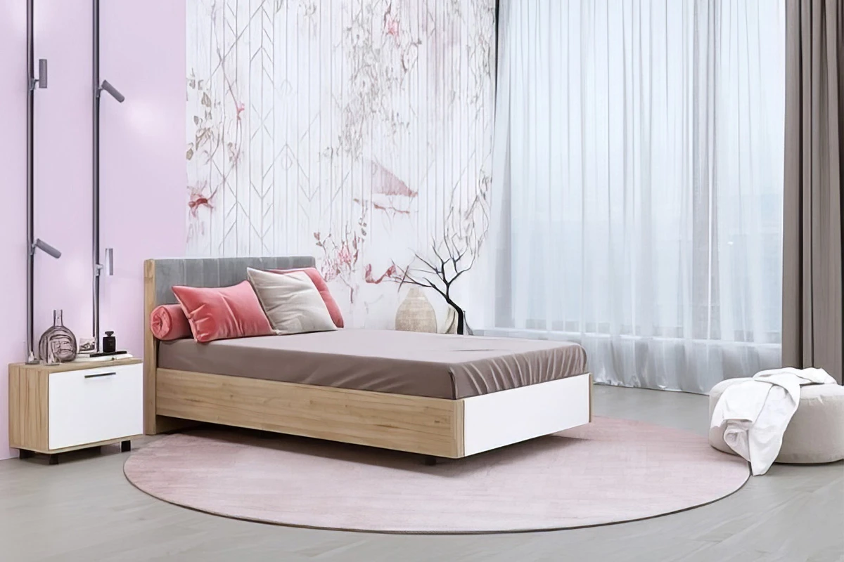 Кровать 140х200 КР-5012-ГС-БГ (Гикори Джексон Светлый/Белый Бриллиант Глянцевый) - купить в Озерце