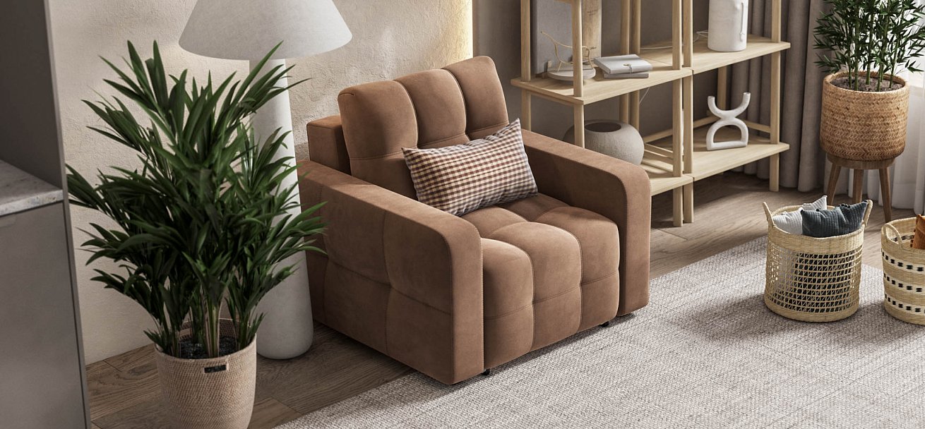 Денди кресло-кровать Велюр Монолит мокко — купить в Озерце