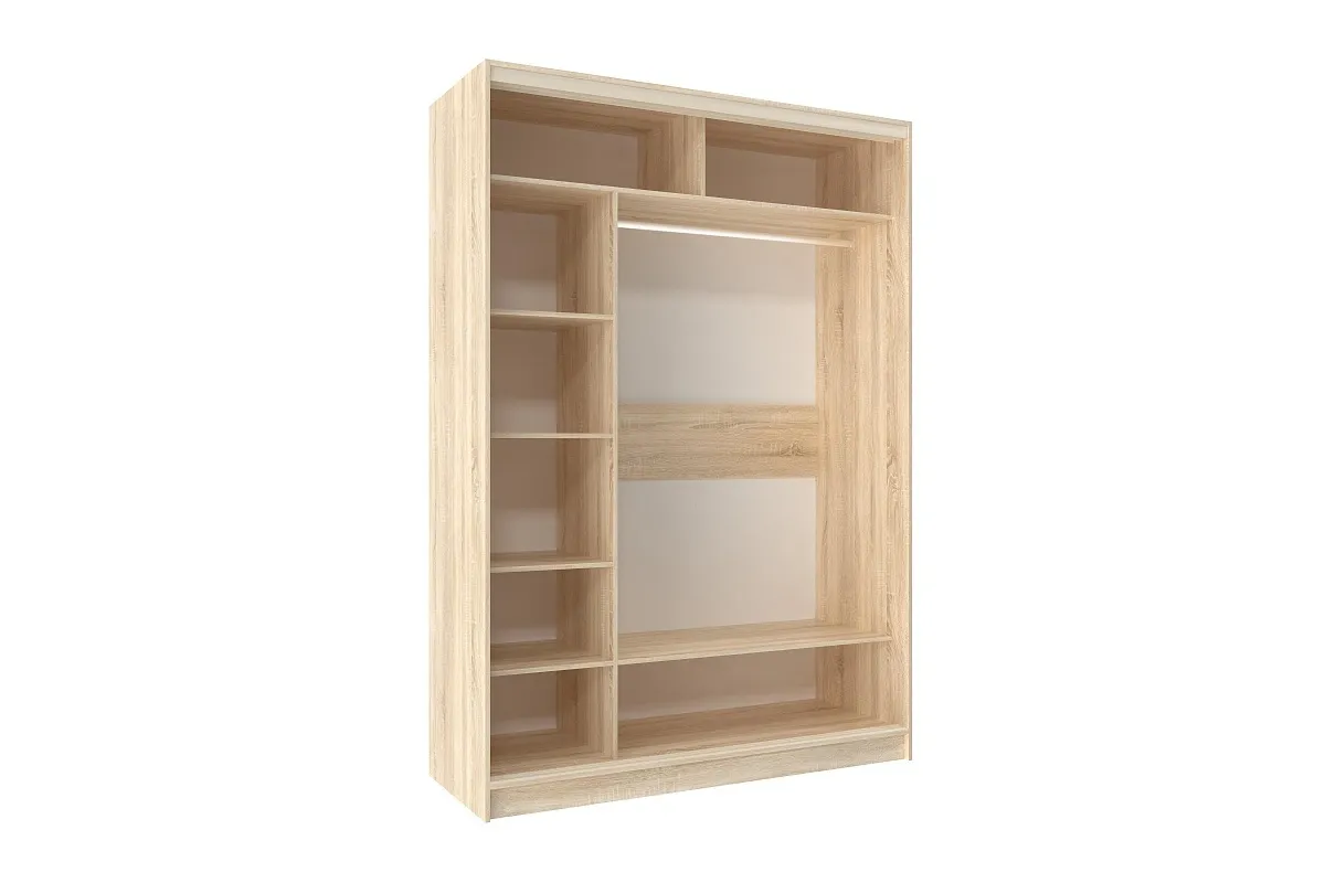Шкаф-купе 1600 Домашний Зеркало/ЛДСП (Дуб Сонома) в мебель-центре Озерцо