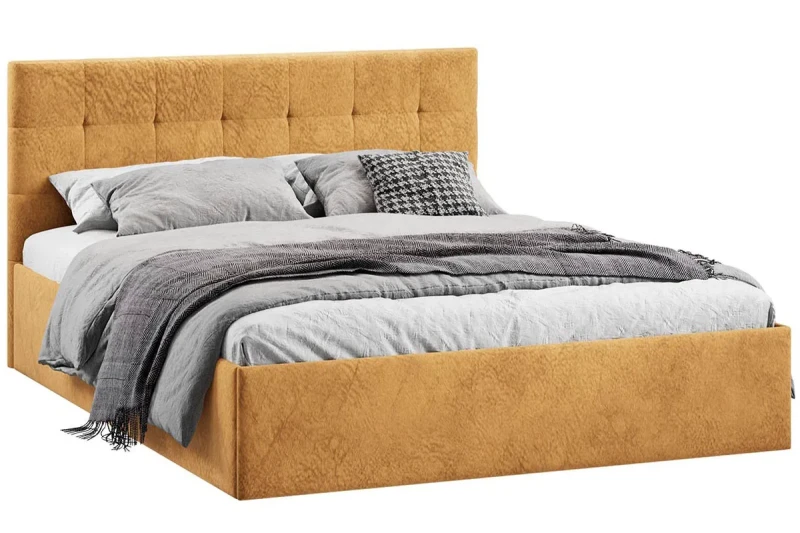 Кровать Джоли  универсальная 160х200 Тип 1 (Микровелюр/Wellmart Yellow) - купить в Озерце