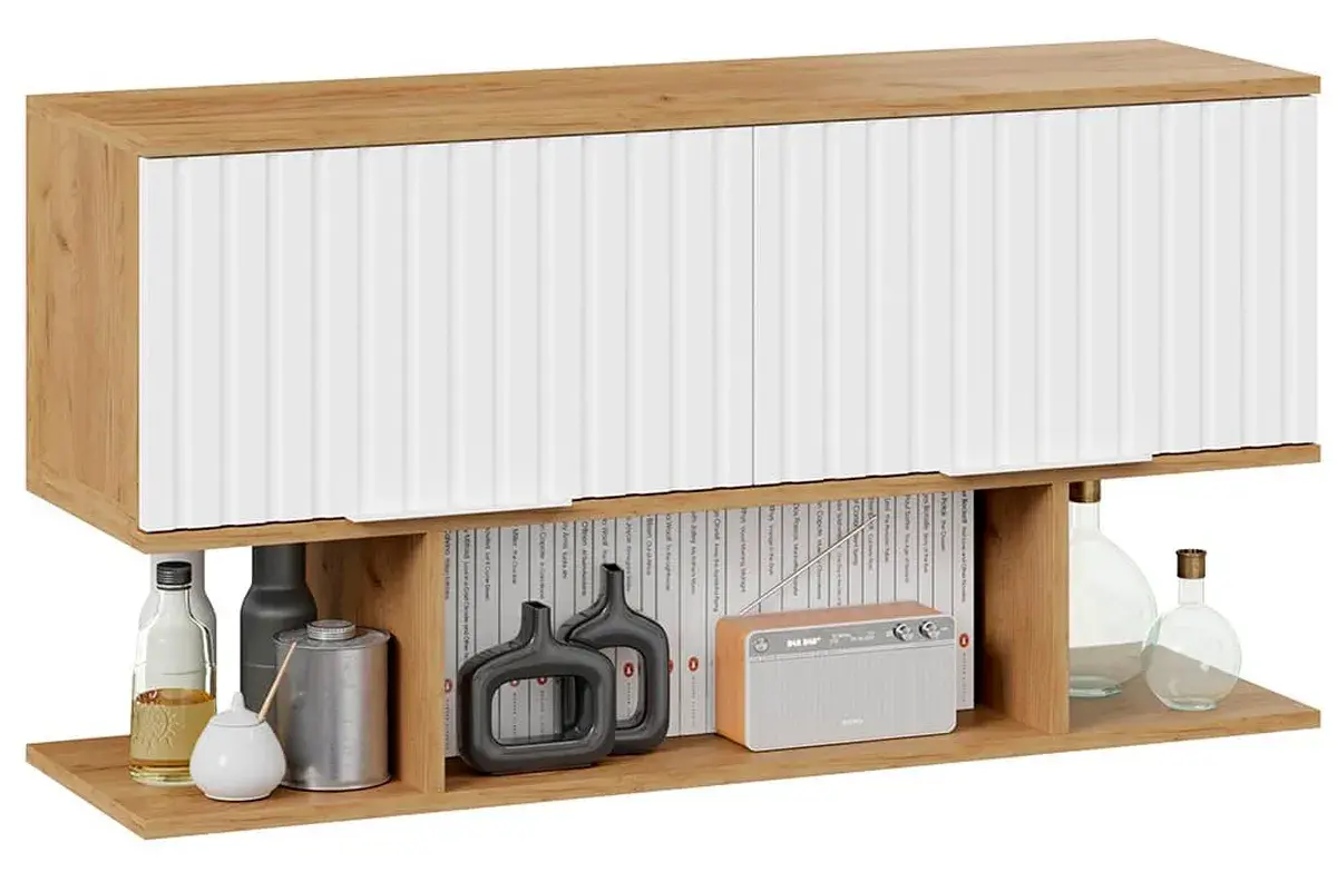 Шкаф настенный с полкой Хилтон 1100 (Дуб Крафт золотой/Белый матовый) в мебель-центре Озерцо