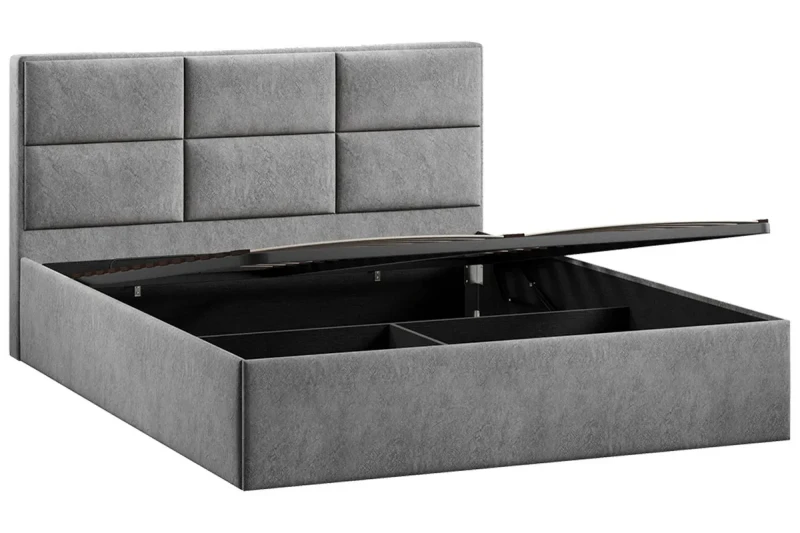 Кровать Стелла с ПМ Тип 1 и заглушиной 160х200 (Микровелюр/Wellmart Silver) - купить в Озерце