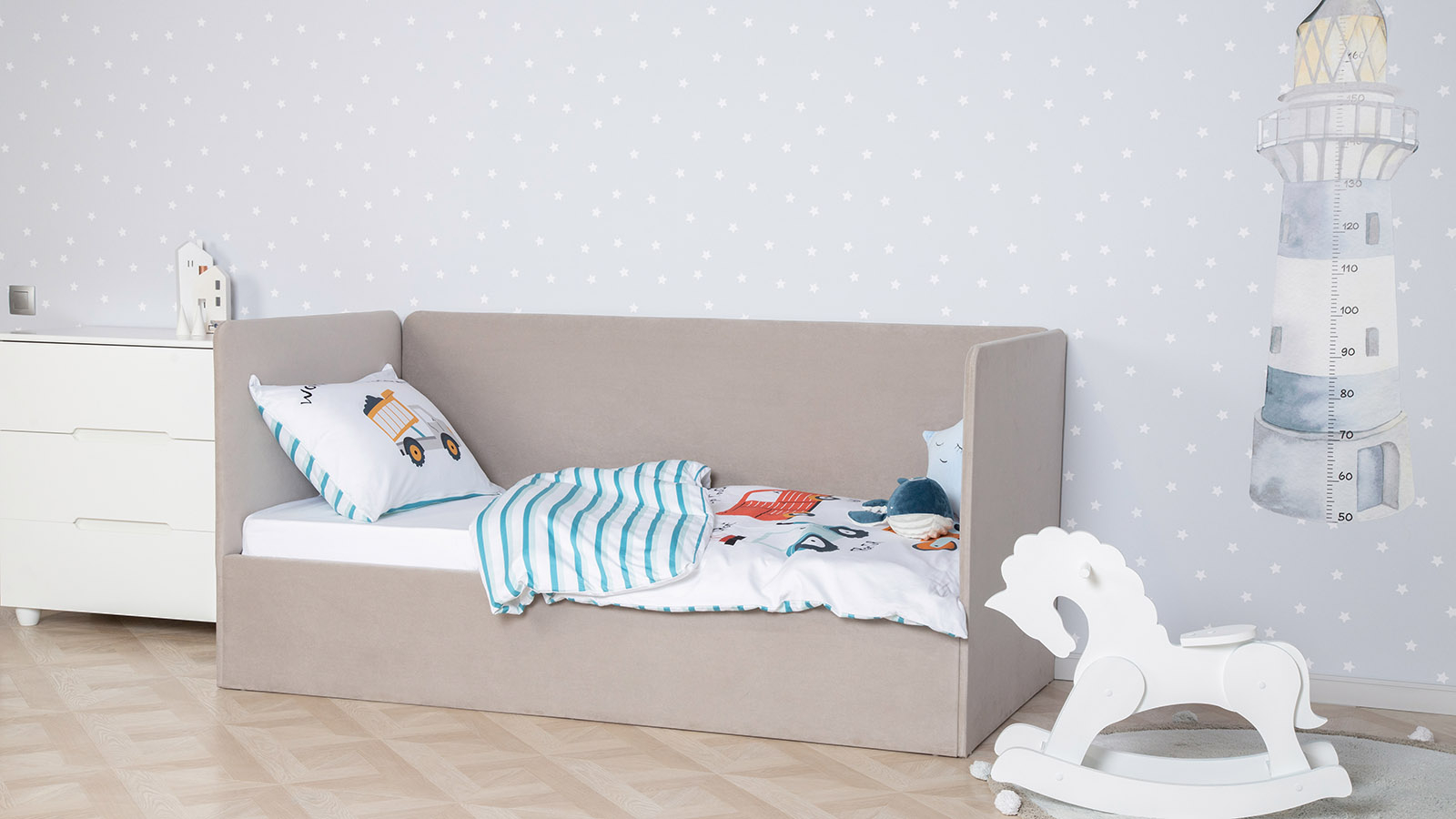 Детская кровать Uno 80x180, Тк. Casanova Grey — Мебель-центр Озерцо