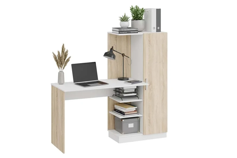 Стол компьютерный Бейсик (Дуб Сонома/Белый) — Мебель-центр Озерцо