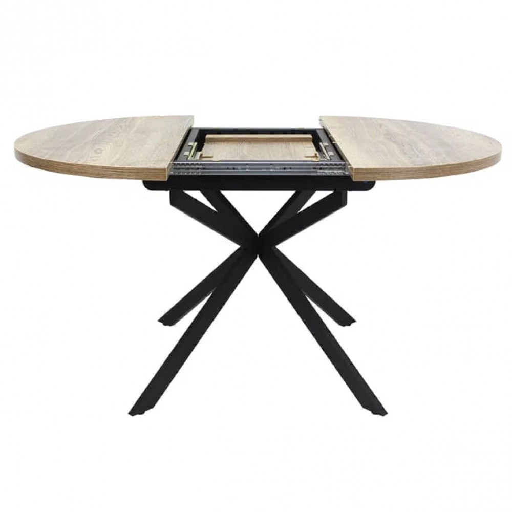 Стол ПАРМА круглый d100/135 дуб олово/муар черный - купить в Озерце