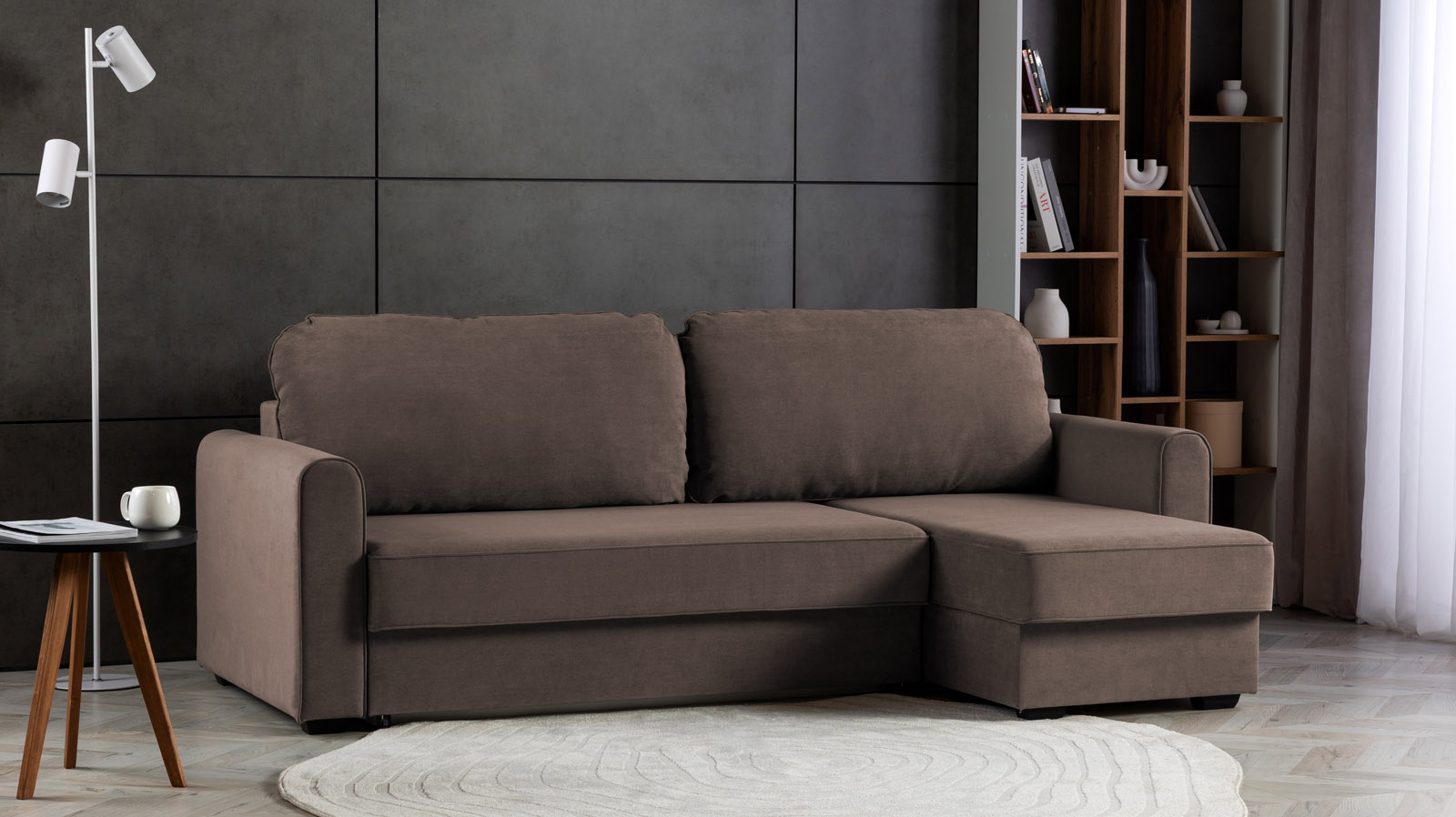 Диван -кровать угловой Magni ткань Royal I Shiitake 144x233 — купить в Озерце