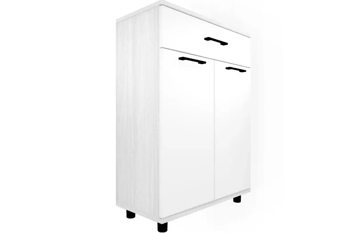 Прихожая Грейс комплект 6 (Снежный Ясень/Белый Бриллиант Глянцевый) — Мебель-центр Озерцо