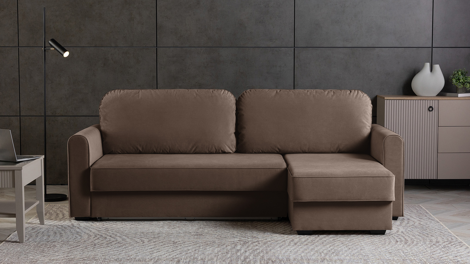 Диван -кровать угловой Magni ткань Casanova Chocolate 144x233 — купить в Озерце