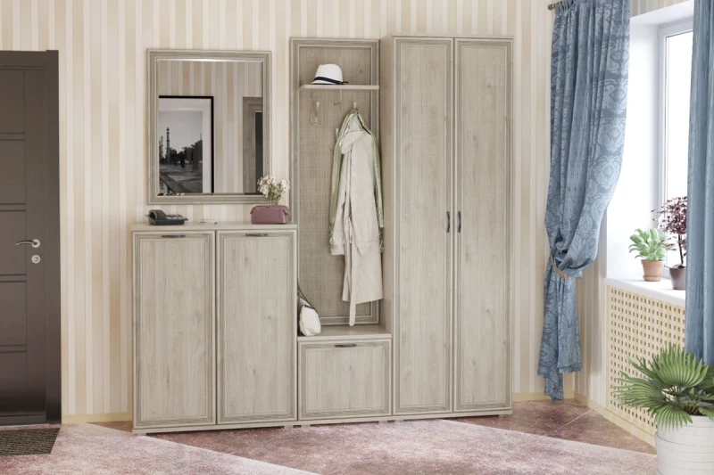 Готовый комплект для прихожей ПК-1003-ГС (Гикори Джексон светлый) — Мебель-центр Озерцо