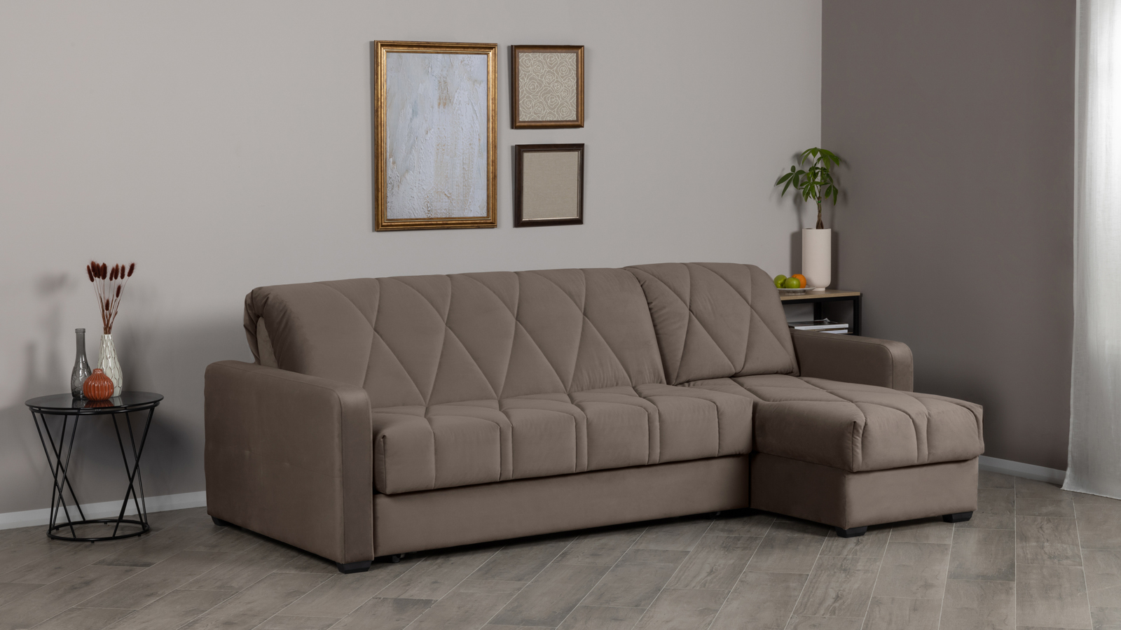 Диван угловой Domo Pro стежка ромб, ткань Sky Velvet 02 140x216 — купить в Озерце