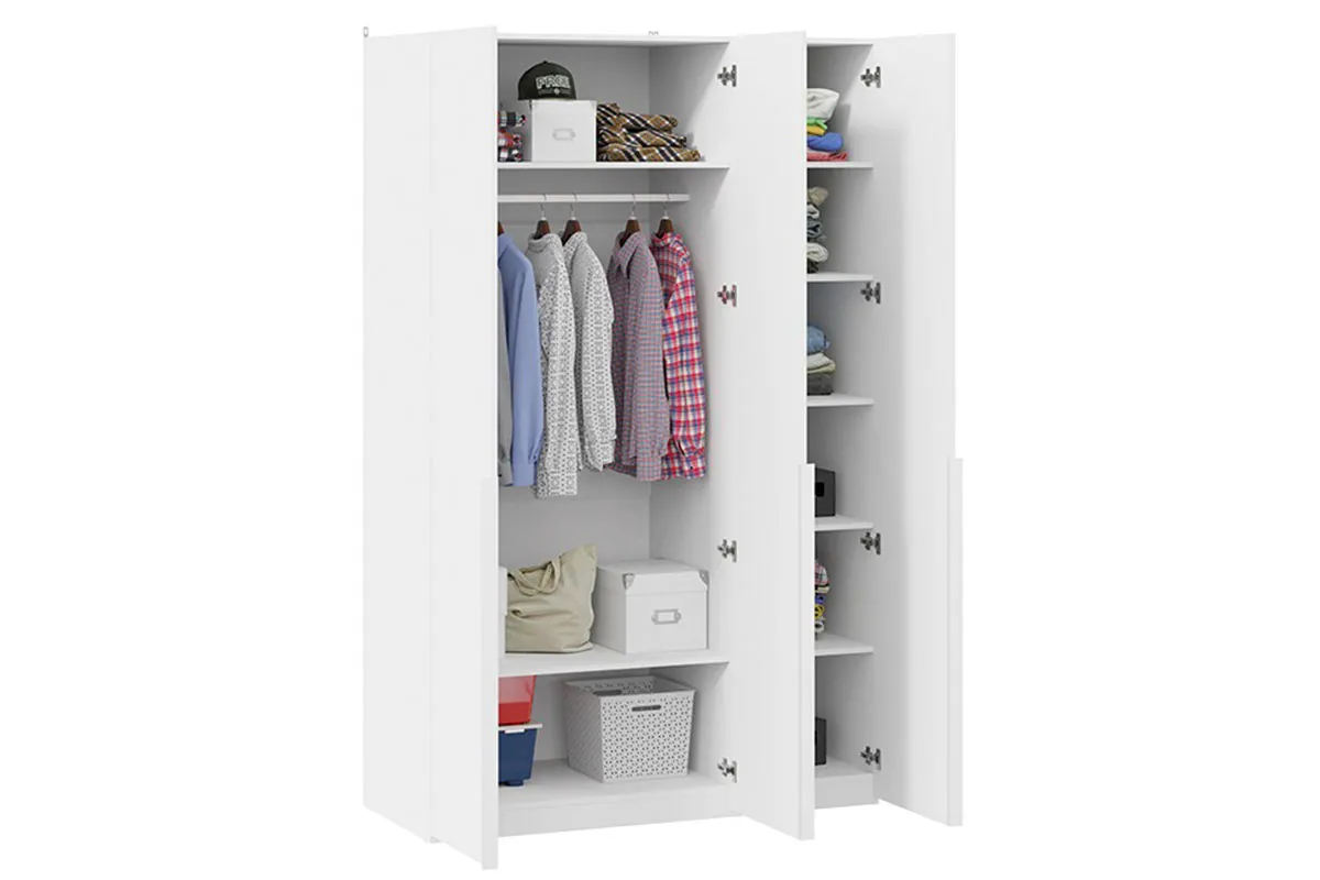 Шкаф для одежды Порто СМ-393.07.112 (580) с 2 глухими и 1 зеркальной дверями (Белый жемчуг/Белый софт) в мебель-центре Озерцо