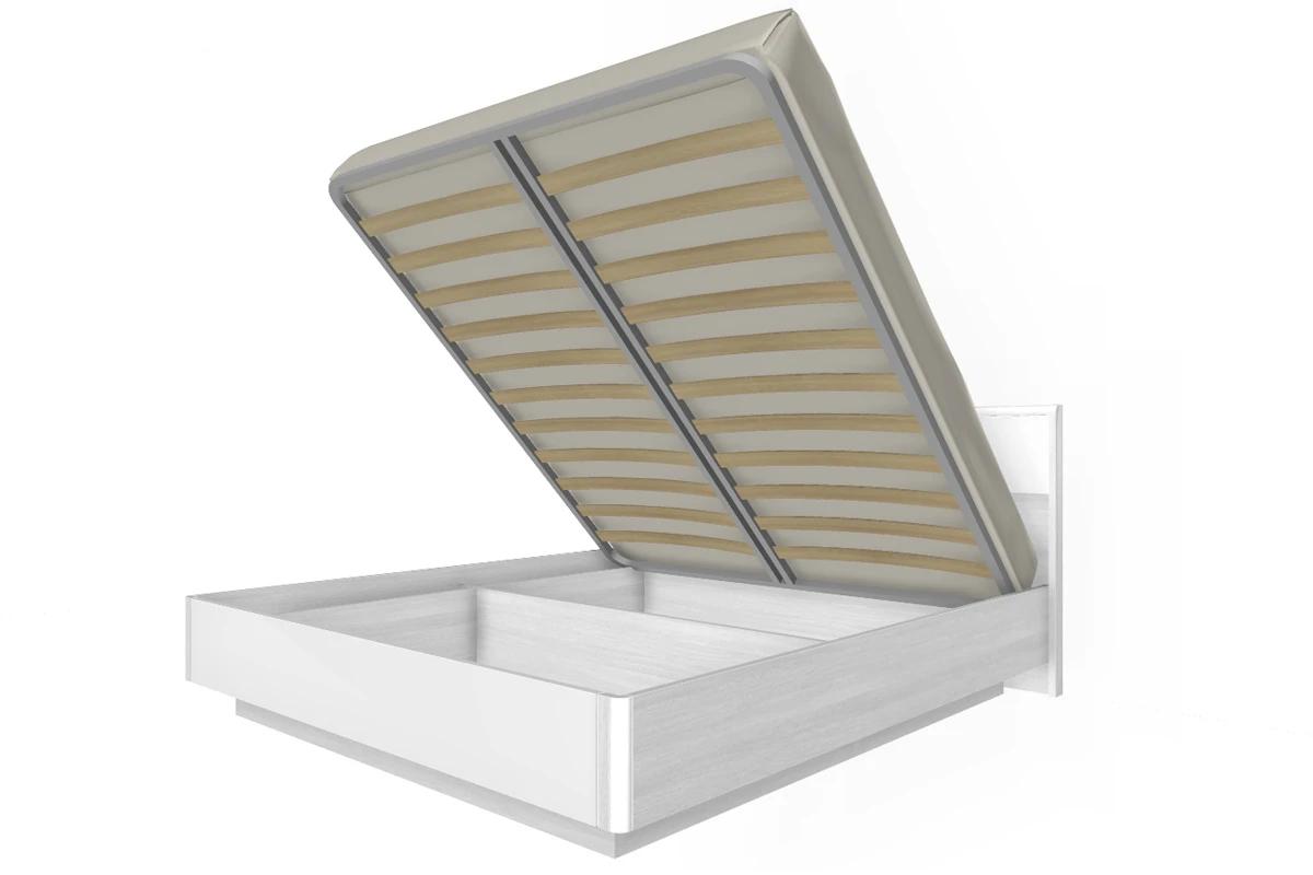 Кровать 180х200 КР-4004-СЯ-БГ (Снежный Ясень/Белый Бриллиант Глянцевый) - купить в Озерце